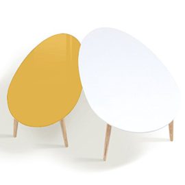 IDMarket – lot de 2 tables basses gigognes laquées jaune blanc scandinave IDMarket – lot de 2 tables basses gigognes laquées jaune blanc scandinave 5