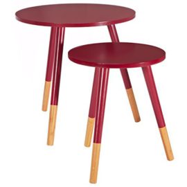 LOMOS® No.13 Set de tables basses rouge constitué de 2 tables en bois LOMOS® No.13 Set de tables basses rouge constitué de 2 tables en bois 2