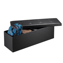 Mari-Home-Clarendon-Pouf-pliant-avec-compartiment-de-rangement-Noir-Sige-pouf-bote–rangement-pour-jouets-repose-pieds-charge-maximale-300-kg-dimensions-110-x-38-x-38-cm-0-2