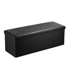 Mari-Home-Clarendon-Pouf-pliant-avec-compartiment-de-rangement-Noir-Sige-pouf-bote–rangement-pour-jouets-repose-pieds-charge-maximale-300-kg-dimensions-110-x-38-x-38-cm-0