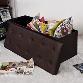 Pouf Coffre de rangement pliable | GRANDE TAILLE 110x38x38cm – 120L | Banquette Ottoman Couleur Faux- Cuir noir élégant | Banc avec charge max de 300kg Pouf Coffre de rangement pliable | GRANDE TAILLE 110x38x38cm – 120L | Banquette Ottoman Couleur Faux- Cuir noir élégant | Banc avec charge max de 300kg 4