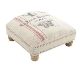 Pouf repose-pieds en bois et tissu Pouf repose-pieds en bois et tissu 2