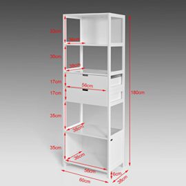 Promotion-30-SoBuy-FRG182-W-Bibliothque-Meuble-Colonne-de-Salle-de-Bain-Salon-Armoire-Toilette-haute–4-tagres-et-2-tiroirs-Blanc-0-0