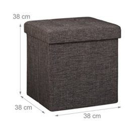 Relaxdays Tabouret pliant en lin pouf de rangement pliable repose-pieds de stockage carré 38 x 38 x 38 cm avec couvercle amovible assise table appoint ottoman coffre chaise banquette, brun Relaxdays Tabouret pliant en lin pouf de rangement pliable repose-pieds de stockage carré 38 x 38 x 38 cm avec couvercle amovible assise table appoint ottoman coffre chaise banquette, brun 5