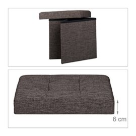 Relaxdays Tabouret pliant en lin pouf de rangement pliable repose-pieds de stockage carré 38 x 38 x 38 cm avec couvercle amovible assise table appoint ottoman coffre chaise banquette, brun Relaxdays Tabouret pliant en lin pouf de rangement pliable repose-pieds de stockage carré 38 x 38 x 38 cm avec couvercle amovible assise table appoint ottoman coffre chaise banquette, brun 6