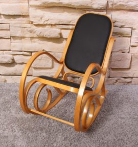 Rocking-chair-fauteuil–bascule-M41-imitation-bois-de-chne-assise-en-similicuir-noir-0-0