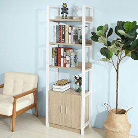 SoBuy-FRG199-N-Meuble-de-Rangement-Bibliothque-4-tagres-avec-1-armoire-modern-Largeur-60cm-0