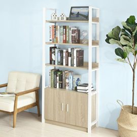 SoBuy-FRG200-N-Meuble-de-Rangement-Bibliothque-4-tagres-avec-1-armoire-modern--Largeur-80cm-0