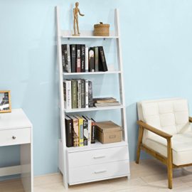 SoBuy-FRG230-W-Etagre-style-chelle-Bibliothque-murale-de-3-niveaux-et-2-tiroirs–Blanc-0-1