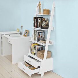 SoBuy-FRG230-W-Etagre-style-chelle-Bibliothque-murale-de-3-niveaux-et-2-tiroirs–Blanc-0-2