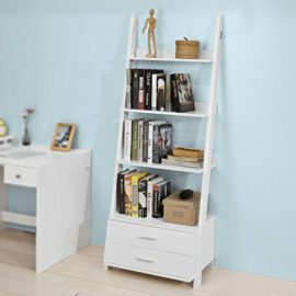 SoBuy-FRG230-W-Etagre-style-chelle-Bibliothque-murale-de-3-niveaux-et-2-tiroirs–Blanc-0