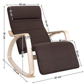 Songmics Rocking Chair Fauteuil Bascule avec Repose-pieds réglable à 5 niveaux design Charge maximum: 150 kg brun LYY60Z Songmics Rocking Chair Fauteuil Bascule avec Repose-pieds réglable à 5 niveaux design Charge maximum: 150 kg brun LYY60Z 4