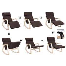 Songmics Rocking Chair Fauteuil Bascule avec Repose-pieds réglable à 5 niveaux design Charge maximum: 150 kg brun LYY60Z Songmics Rocking Chair Fauteuil Bascule avec Repose-pieds réglable à 5 niveaux design Charge maximum: 150 kg brun LYY60Z 5