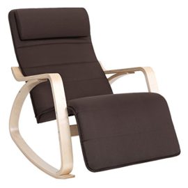 Songmics Rocking Chair Fauteuil Bascule avec Repose-pieds réglable à 5 niveaux design Charge maximum: 150 kg brun LYY60Z Songmics Rocking Chair Fauteuil Bascule avec Repose-pieds réglable à 5 niveaux design Charge maximum: 150 kg brun LYY60Z 2