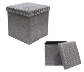 THE HOME DECO FACTORY HD3166 Coffre Rangement Pouf Pliable Gris M4 Lin 37,5 x 37,5 x 37,5 cm THE HOME DECO FACTORY HD3166 Coffre Rangement Pouf Pliable Gris M4 Lin 37,5 x 37,5 x 37,5 cm 4