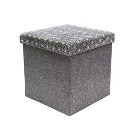 THE-HOME-DECO-FACTORY-HD3166-Coffre-Rangement-Pouf-Pliable-Gris-M4-Lin-375-x-375-x-375-cm-0