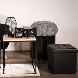 THE HOME DECO FACTORY HD3400 Coffre Pouf Pliable Noir THE HOME DECO FACTORY HD3400 Coffre Pouf Pliable Noir 2