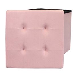 THE HOME DECO FACTORY HD3421 Coffre Pouf Pliable Polyester Rose 37, 50 x 37, 50 cm THE HOME DECO FACTORY HD3421 Coffre Pouf Pliable Polyester Rose 37, 50 x 37, 50 cm 3