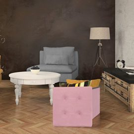 THE HOME DECO FACTORY HD3421 Coffre Pouf Pliable Polyester Rose 37, 50 x 37, 50 cm THE HOME DECO FACTORY HD3421 Coffre Pouf Pliable Polyester Rose 37, 50 x 37, 50 cm 4