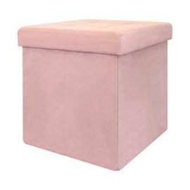 THE HOME DECO FACTORY HD3421 Coffre Pouf Pliable Polyester Rose 37, 50 x 37, 50 cm THE HOME DECO FACTORY HD3421 Coffre Pouf Pliable Polyester Rose 37, 50 x 37, 50 cm