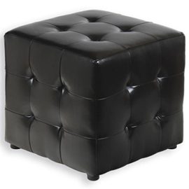 Tabouret pouf cubique DIANA, simili cuir noir Tabouret pouf cubique DIANA, simili cuir noir