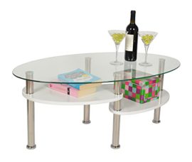 ts-ideen Table d’appoint Table basse Salon Table en verre ovale 100 x 60 cm Verre 6 mm d’épaisseur ts-ideen Table d’appoint Table basse Salon Table en verre ovale 100 x 60 cm Verre 6 mm d’épaisseur 6