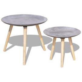 vidaXL Table basse de salon 2 pcs 55 cm et 44 cm Gris cement Table auxiliaire vidaXL Table basse de salon 2 pcs 55 cm et 44 cm Gris cement Table auxiliaire