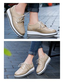 Chaussures-Femme-de-Ville–Lacets-Brogues-Derbies-Baskets-Cuir-Plateforme-45-cm-Noir-Blanc-Rouge-0-3