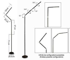 HaloOptronics-Rocket-1933-Combo-Lampadaire-LED-10W-quivaut–100W-Variation-Tactile-de-Luminosit-et-Couleur-Lampe-LED-Lampe-de-Salon-Lampe-de-Chambre-Liseuse-Lampe-Design-Tout-En-Aluminium-Multi-Positi-0-2