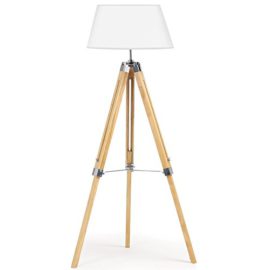 IDMarket-Lampadaire-trepied-bois-rglable-blanc-0-0