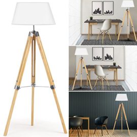 IDMarket – Lampadaire trepied bois réglable blanc IDMarket – Lampadaire trepied bois réglable blanc