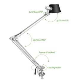 LE-Lampe-de-Bureau-LED-Architecte-Articule-Pliable-Tactile-Moderne-Intensit-Lumire-Rglable-6W-12V-avec-Support-Accroche-Ressort-en-Aluminium-et-Abat-jour-Argent-0-3