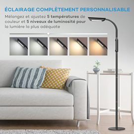 Lampadaire de Sol LED 12W VAVA lampe sur pied / de Bureau ( design 2-en-1 ), Contrôle tactile 5 températures de couleur et 5 niveaux de luminosité, 1 815 Lumens & 50 000 heures de durée de vie, avec adaptateur UL pour conversion de tension sûre, Torchère Lampe verticale à base stable pour Chambre, Salon, etc. – Noir Lampadaire de Sol LED 12W VAVA lampe sur pied / de Bureau ( design 2-en-1 ), Contrôle tactile 5 températures de couleur et 5 niveaux de luminosité, 1 815 Lumens & 50 000 heures de durée de vie, avec adaptateur UL pour conversion de tension sûre, Torchère Lampe verticale à base stable pour Chambre, Salon, etc. – Noir 3