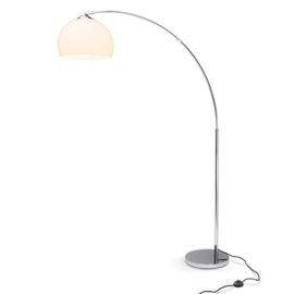 Lampe à arc moderne en chrome avec abat-jour en plastique, H 166 cm, 1x E27 max. 60W, métal / plastique, chromé / blanc Lampe à arc moderne en chrome avec abat-jour en plastique, H 166 cm, 1x E27 max. 60W, métal / plastique, chromé / blanc 3