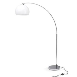 Lampe à arc moderne en chrome avec abat-jour en plastique, H 166 cm, 1x E27 max. 60W, métal / plastique, chromé / blanc Lampe à arc moderne en chrome avec abat-jour en plastique, H 166 cm, 1x E27 max. 60W, métal / plastique, chromé / blanc 4