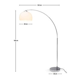 Lampe à arc moderne en chrome avec abat-jour en plastique, H 166 cm, 1x E27 max. 60W, métal / plastique, chromé / blanc Lampe à arc moderne en chrome avec abat-jour en plastique, H 166 cm, 1x E27 max. 60W, métal / plastique, chromé / blanc 5