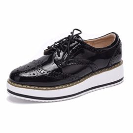 Moonwalker Chaussures de Ville Femme à Lacets en Cuir Richelieu Oxfords de Coin Moonwalker Chaussures de Ville Femme à Lacets en Cuir Richelieu Oxfords de Coin