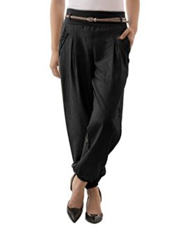 Pantalon Femme Fluide Taille Haute Stretch Harem Bouffant Ceinture Causal Elastique Button Decoration Avec Ceinture Pantalon Femme Fluide Taille Haute Stretch Harem Bouffant Ceinture Causal Elastique Button Decoration Avec Ceinture 3