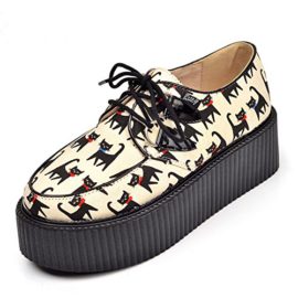 RoseG-Femmes-Cuir-Chat-Lacets-Plate-forme-Gothique-Punk-Creepers-Chaussures-0-0