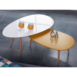 STONE01 Table basse style scandinave en MDF laqué jaune moutarde satiné – L 88 x l 48 cm STONE01 Table basse style scandinave en MDF laqué jaune moutarde satiné – L 88 x l 48 cm