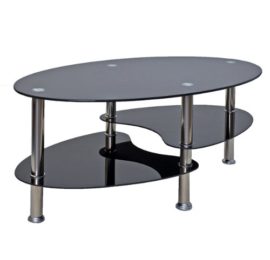 Ts-ideen table d’appoint noir table basse ovale en acier inoxydable avec verre de sécurité trempé 8 mm Ts-ideen table d’appoint noir table basse ovale en acier inoxydable avec verre de sécurité trempé 8 mm 2