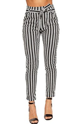 Wearall-Femmes-Camaeu-Ray-Belted-Poche-Crpe-Dames-Maigre-Jambe-Pantalon-34-42-0