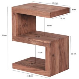 Wohnling bois massif Table d’appoint « S Cube 45 x 30 x 60 cm avec tablette Wohnling bois massif Table d’appoint « S Cube 45 x 30 x 60 cm avec tablette 3