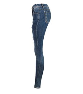 YiLianDa-Jean-Femme-Pantalon-Dechir-Trou-Talle-Haute-Stretch-Skinny-Legging-Automne-Hiver-0-0