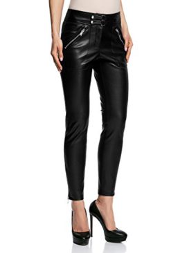 oodji Ultra Femme Pantalon en Similicuir avec Zips oodji Ultra Femme Pantalon en Similicuir avec Zips