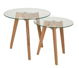 ts-ideen Ensemble de 2 pièces Table d’appoint Rond Bois de chêne Table à café Table de Chevet Salon ts-ideen Ensemble de 2 pièces Table d’appoint Rond Bois de chêne Table à café Table de Chevet Salon