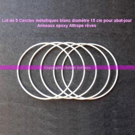 Lot de 5 Cercles métalliques blanc diamètre 15 cm pour abat-jour, Anneaux epoxy Attrape rêves Lot de 5 Cercles métalliques blanc diamètre 15 cm pour abat-jour, Anneaux epoxy Attrape rêves