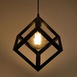 Lumière de plafond industrielle vintage, teinte métallique en forme de cube, lampe rétro suspendue Luminaire pour café, bar ou cuisine, noir (ampoules E27 non incluses) Lumière de plafond industrielle vintage, teinte métallique en forme de cube, lampe rétro suspendue Luminaire pour café, bar ou cuisine, noir (ampoules E27 non incluses)