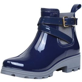 Bottes-de-Pluie-Bottines-Cheville-Rainboots-Bottine-de-Chelsea-Bloc-Boots-Impermables-Chaussures-pour-Femme-0