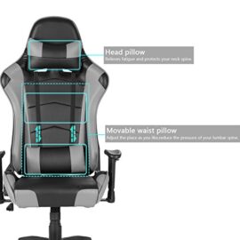 IWMH-Racing-Chaise-Sige-Gaming-De-Luxe-Fauteuil-Gamer-Pro-Assise-Baquet-Sport-En-Similicuir-PU-Hauteur-Rglable-Inclinable-135-Avec-Ttire-Support-Lombaire-Flexible-Idal-Pour-Joueurs-PC-Gamer-0-0